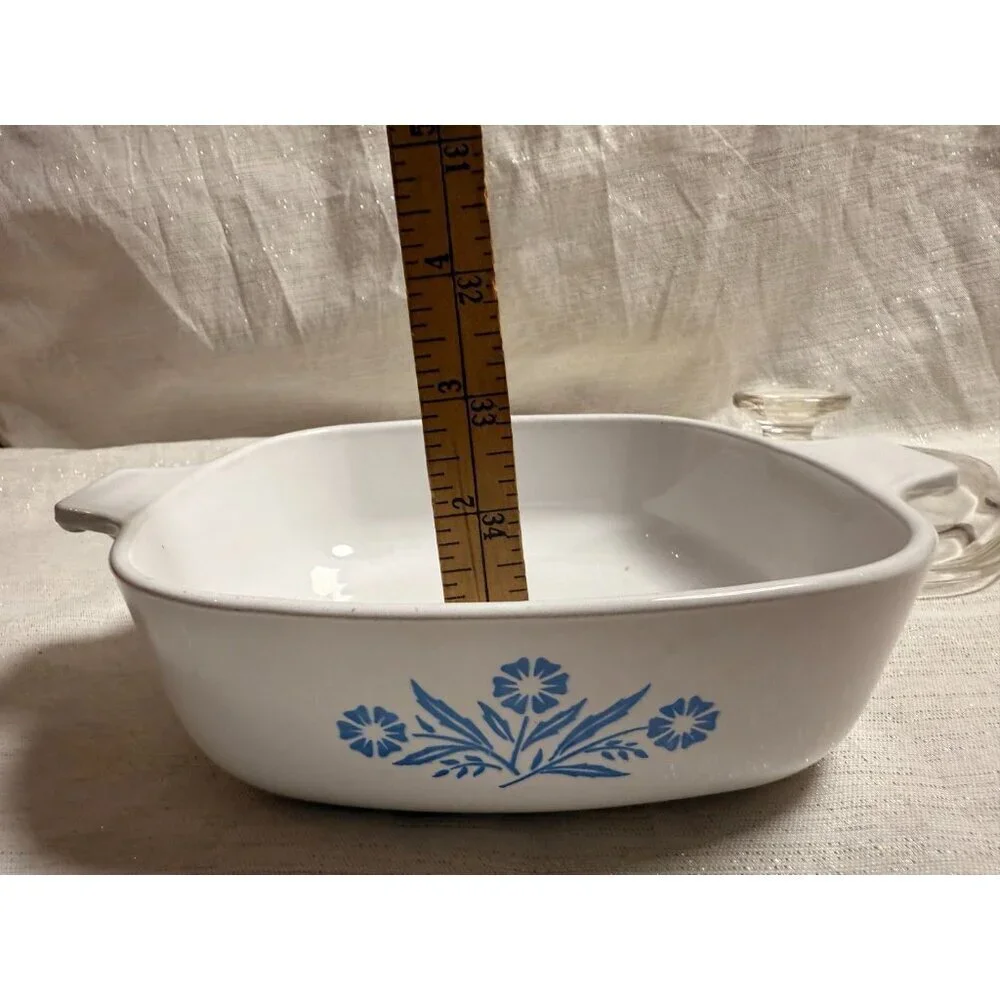 Vintage Corning Ware P-1-B Cornflower 1 Quart Square Casserole Dish with Lid